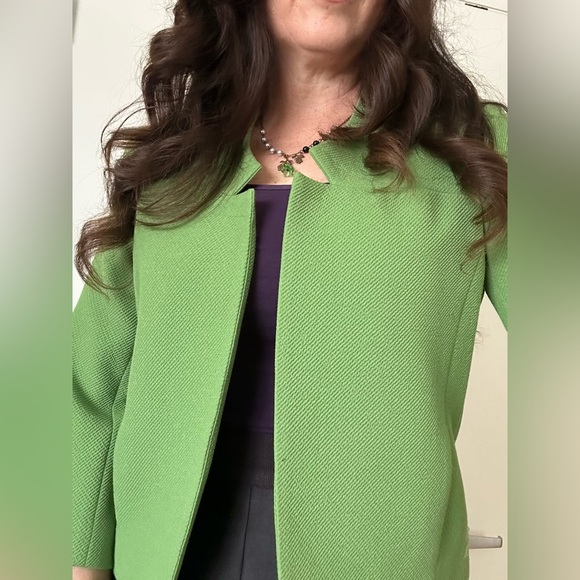 W by WORTH Green Textured Open Front 3/4 Sleeved Jacket~Size 4 - Picture 1 of 7